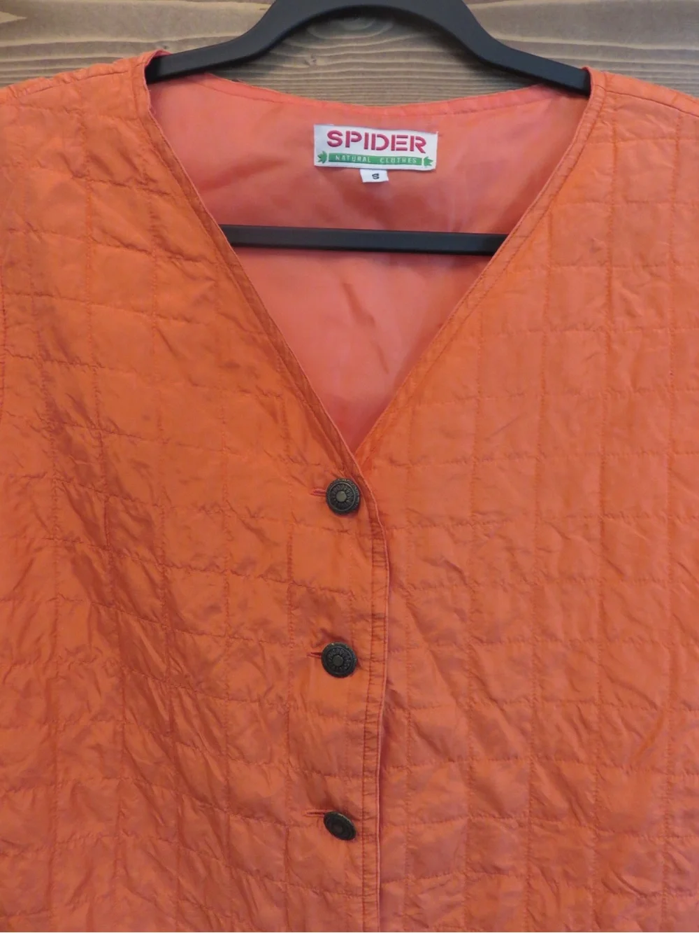 Vintage Spider 100% Silk Quilted Orange Vest Boho Cottagecore - Picture 3 of 11
